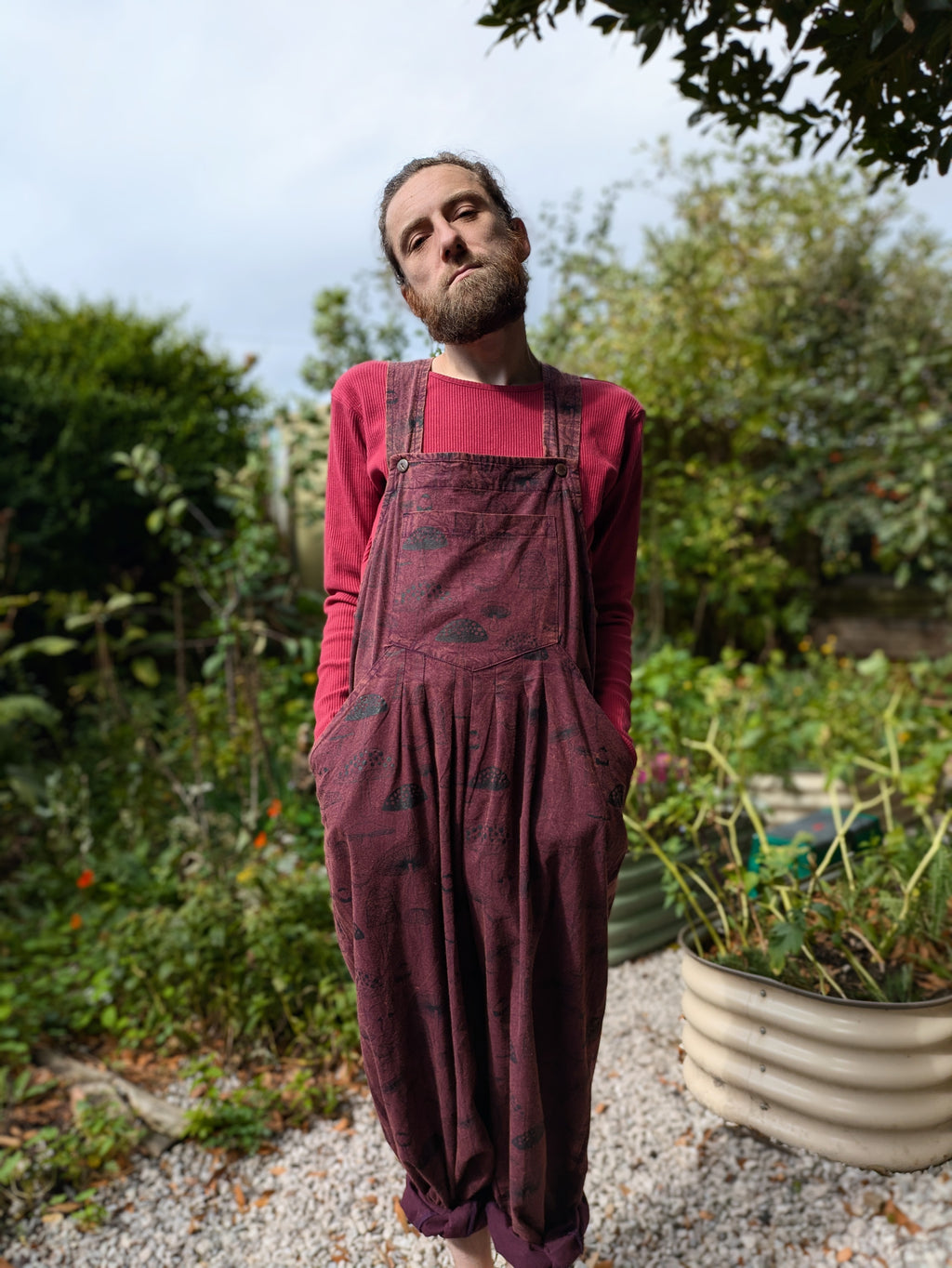 Mushroom Dungarees (Purple)
