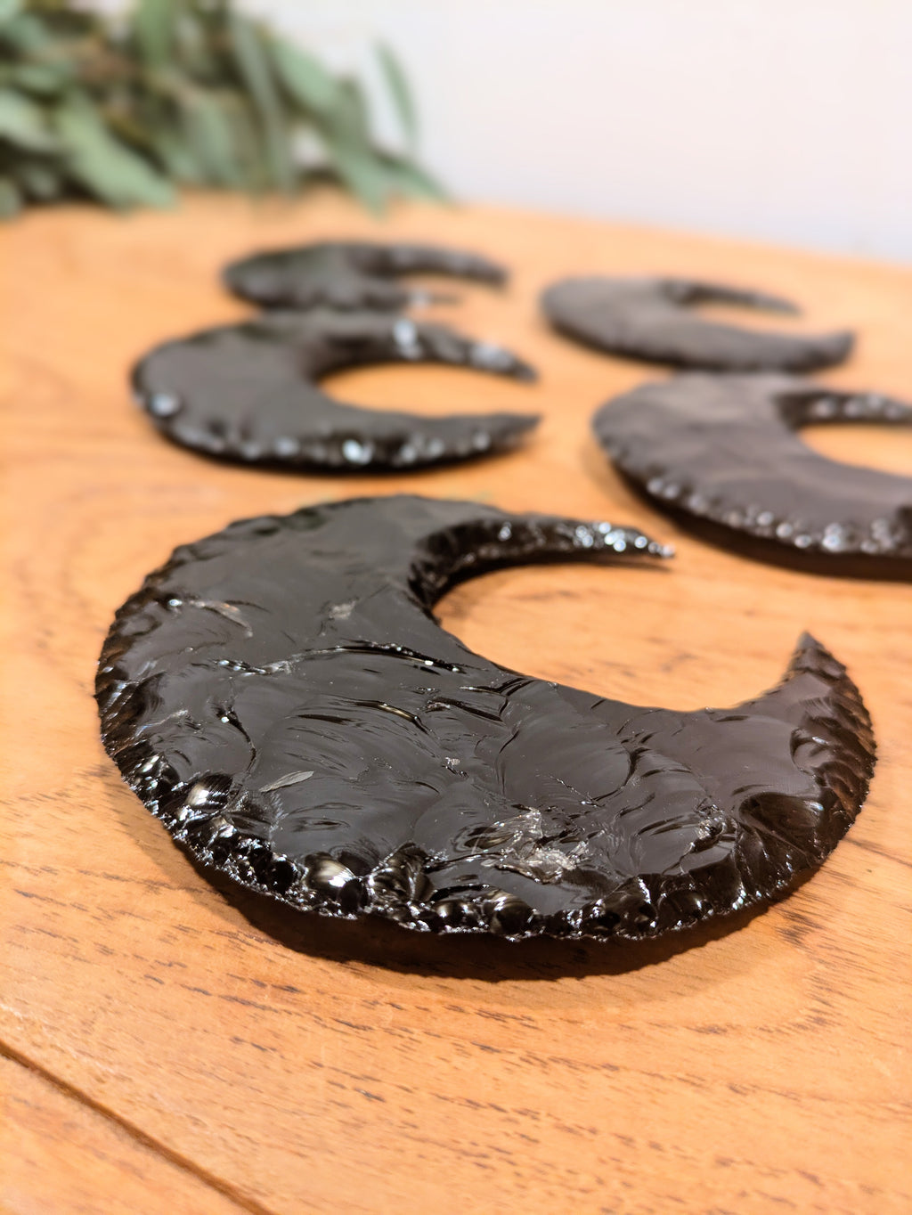 Black Obsidian Crescent Moon